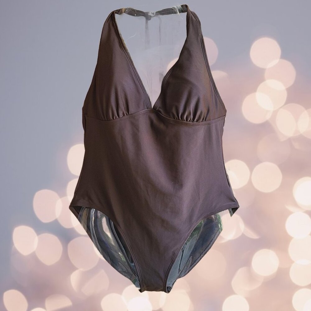 Old Navy Women's Swimwear One Piece Swimsuit Halter Brown Size L